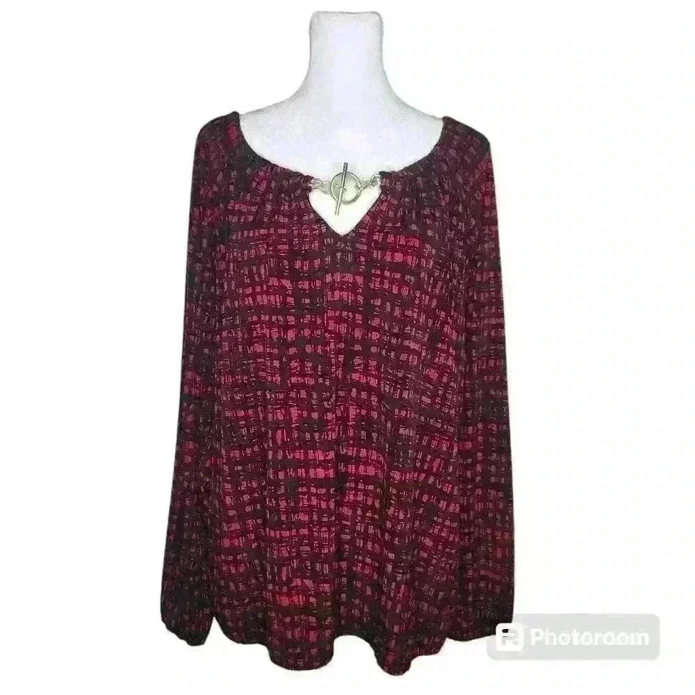 Michael Michael Kors women's red and black blouse size medium